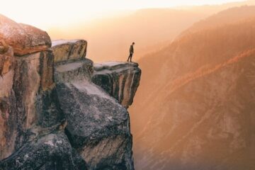 person standing near cliff